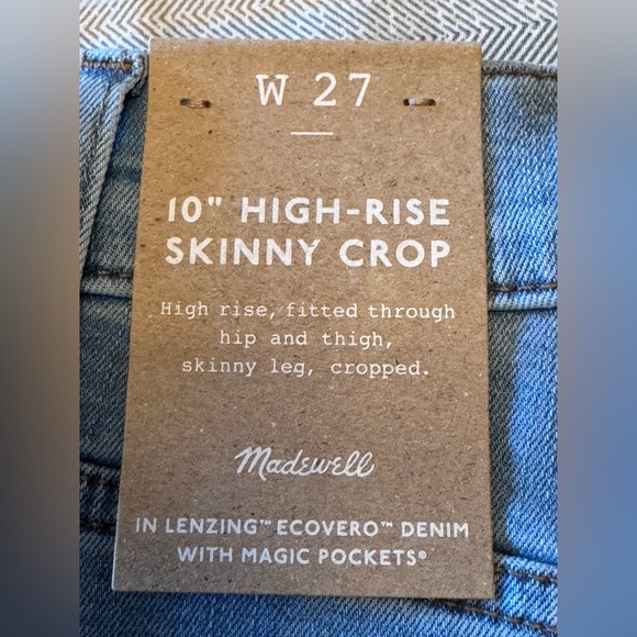 Madewell 10” High-Rise Skinny Crop Jeans W27 Raw Hem Magic Pockets NWT - Picture 8 of 11